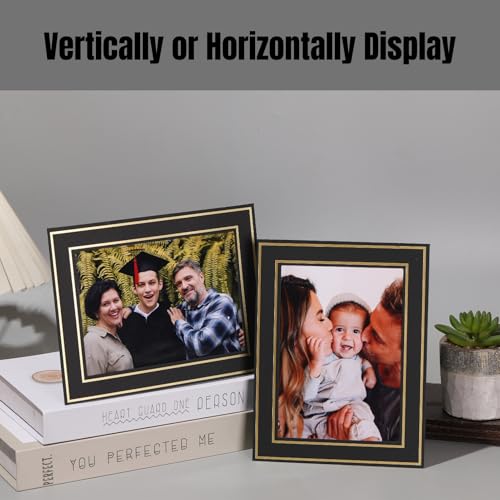 100Pack Paper Picture Frames with Easel 5X7 Inch Cardboard Photo Frame Cards Bulk Paper Photo Frame for Back to School Fall Decor Halloween Wedding Birthday Classroom DIY - Black with Gold Trim - color: Black