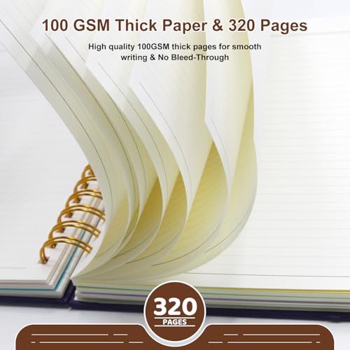 Hardcover Spiral Notebook Journal with Removable Dividers Tabs - color: Brown, size: 6.2"x8.2"