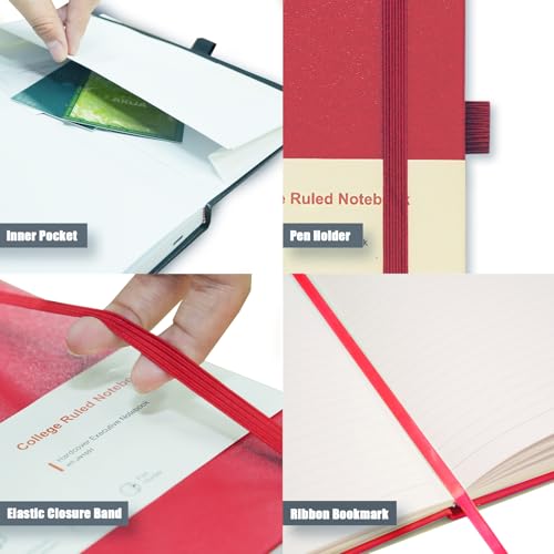 Heture Hardcover Notebooks, A5 Lined Journals Notebook for Writing 160 Pages, 8.2 x 5.5 inch, Colors Classic Ruled Notebooks for College/Work/Travel (Assorted Color, 12 Pack) - color: Assorted Color, size: 12 Pack