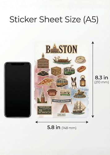 Boston Sticker Sheet, Boston Stickers for Laptop & Journal - style: Boston