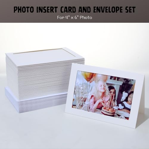 50 Count Photo Frame Cards with Envelopes 4x6 Paper Picture Frame Bulk Cardboard Photo Insert Card Holder for Back to School,Graduation,Wedding Birthday Classroom DIY- White (Pack of 2) - size: 4x6 - 50CT (Pack of 2)