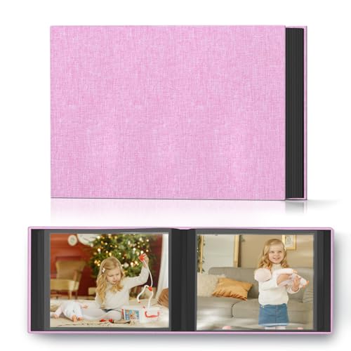 Popotop Photo Album 4x6 48 Pockets for Wedding Gifts,Linen Hardcover Picture Albums for Family Anniversary Baby Vacation Pictures - color: Pink, size: 48 Pockets