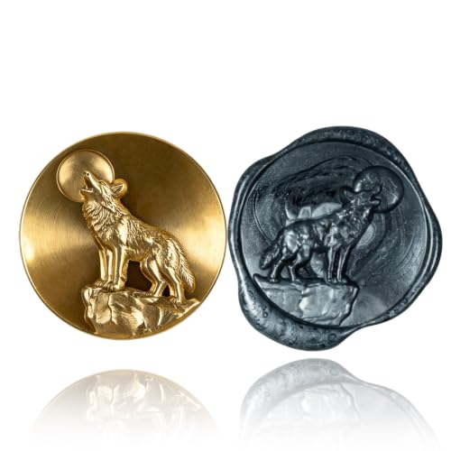 Mceal Wax Seal Stamp Head, 3D Embossed Relief for DIY Crafts, Wedding Invitations, Gift Wrapping, Halloween Collection (Howling Wolf) - style: Howling Wolf