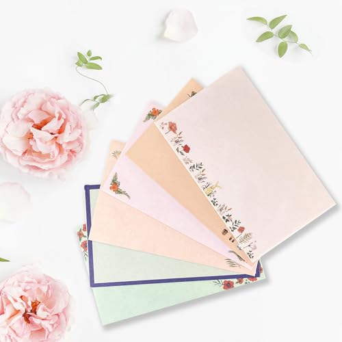 55 Pcs Stationery Paper Envelopes Set | Includes 36 Writing Stationery Paper & 18 Envelopes & 48 Stickers, Animal Letter Stationary Paper Envelopes (6 Style) - color: Animal & Flower