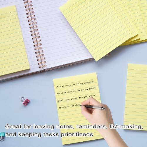 HQCME 9 Pads Lined Sticky Notes 4x6 in,Yellow Large Notepads with Lines - color: Yellow