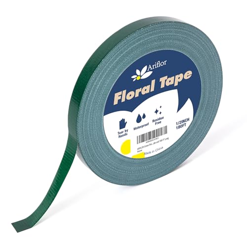 Green Floral Tape - Flower Wrap Adhesive Tape Bouquet Stem Wrapping and Floral Crafts, Wedding Bouquet Tape - 1/2 inch Wide and 180 FT Long - size: 1/2inch