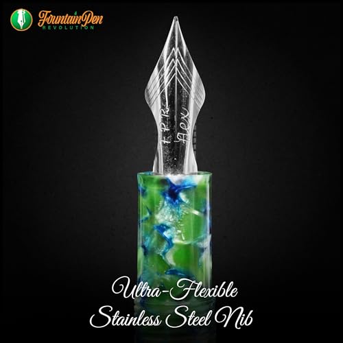 FPR Jaipur V2 Jade Piston Fill Refillable Fountain Pen for Writers - color: Jade Cracked Ice Acrylic