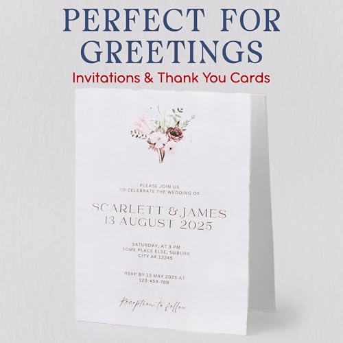 WANDERINGS Handmade Deckle Edge Blank Greeting Cards & Envelopes - 300 GSM Paper– 20 Cards for Invitations, Thank Yous, Greeting, Get Well and Birthday Cards (Blank) - color: Blank Paper