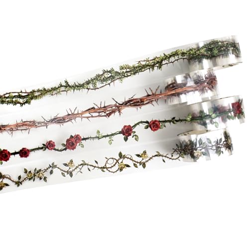 4 Rolls Botanical Border PET Tape for Scrapbook Journaling - color: Thorns