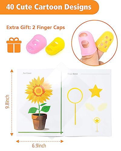 SONGTIY 3D Printing Drawing Book, Colorful 40 Patterns Thick Paper Template - color: Cute Childhood