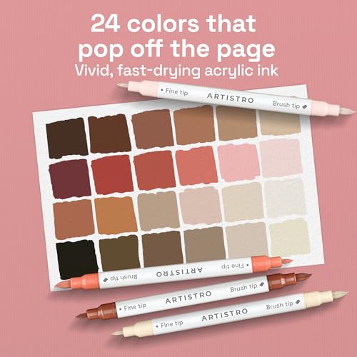 ARTISTRO 24 Skin Tones Dual-Tip Acrylic Paint Marker Pens for Drawing - color: Skin Tones, size: 24