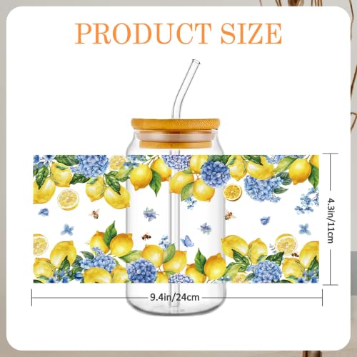 CRASHOT Mediterranean UV DTF Cup Wraps for Glass, 4 Pcs Capri Lemon Decals - color: Lemon