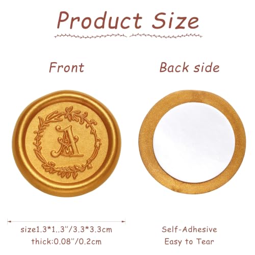 50Pcs Gold Wax Seal Stickers Letter A Self-Adhesive Wax Stickers - color: A