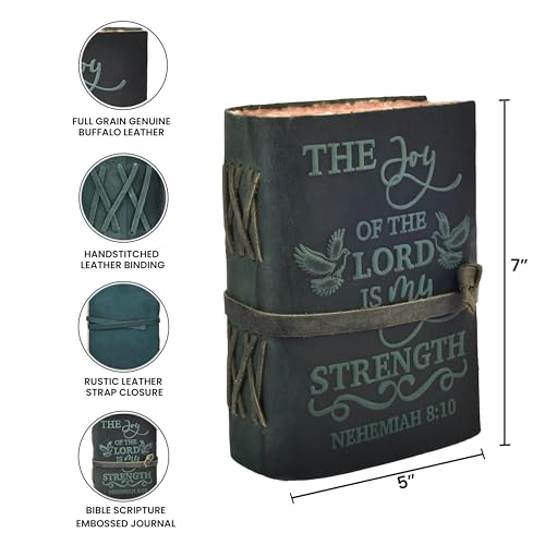 LEATHER VILLAGE Bible Study Journal Joy Verse, Turquoise 7x5. - color: Turquoise