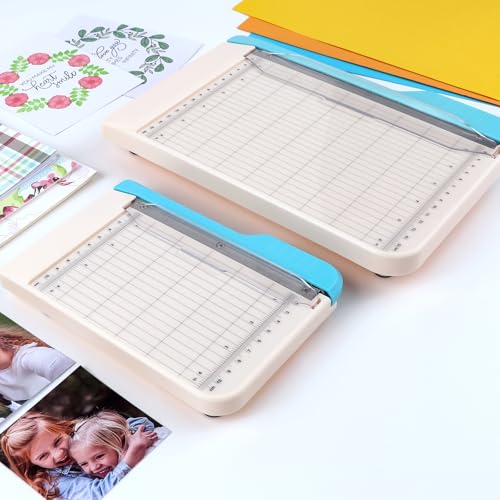 Briartw 2 Pack, 6" and 9" Guillotine Paper Trimmer - Precision Blade for Paper,Photos,Cardstock,Fabric,Leather with Self-Sharpening Blade, Inch/Cm Grid, Portable Paper Cutter for Crafting - color: Large & Mini(6.25"x9" & 4.25"x6")