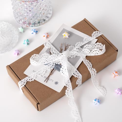 4 Yards White Lace Trim, Scalloped Edge Crocheted Lace Ribbons - color: White (5 yards x 0.59" W)