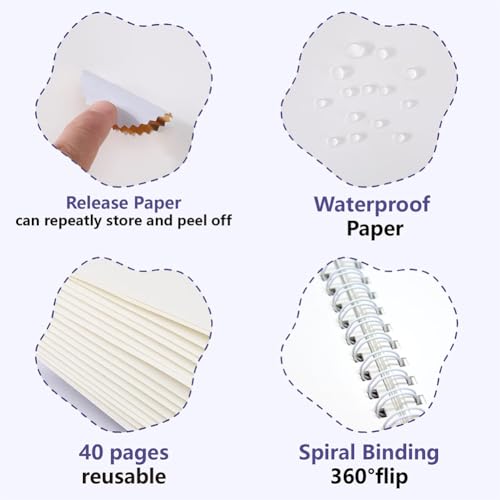 A5 Reusable Sticker Book Blue 5.8 x 8.3 Inch, Sticker Storage Albums Marble Pattern Decals Collecting Keeper Organizer Holder Notebook with 40 Sheets Blank Release Paper and Tools for Adult - color: Marble Pattern