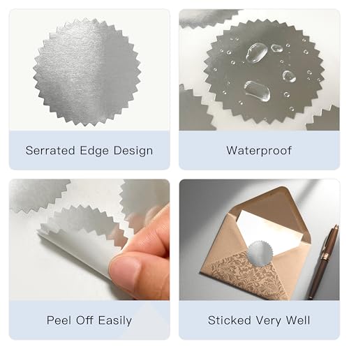 2 inch Round Silver Foil Stickers for Embossing 200 Pcs - color: Silver