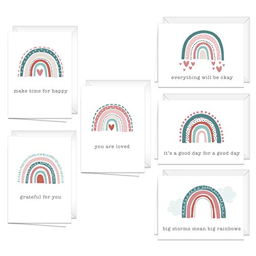 Canopy Street Encouraging Rainbow Notecards / 24 All Occasion Greeting Cards With Envelopes / 6 Uplifting Designs / 3 1/2" x 4 7/8" Note Cards - color: Encouraging Rainbow