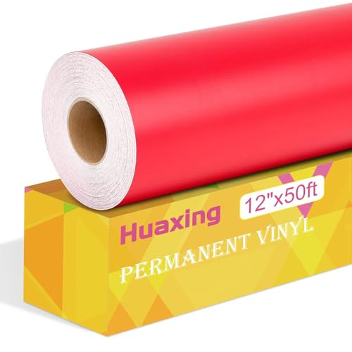 Matte Red Permanent Vinyl, 12" x 50FT Permanent Adhesive Vinyl Roll for All Cutting Machines, Signs, Craft Die Cutters - color: 50ft Matte Red