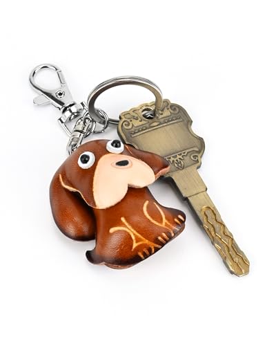 Leather Keychain Vintage Handmade Key Chain Purse Charm Gift for Women Girl - color: Dog