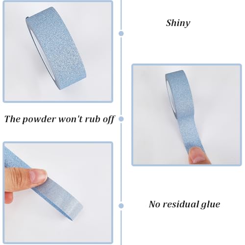 GORGECRAFT 10M*15mm*3 Rolls Glitter Adhesive Tape Foil Masking Tapes Sky Blue Washi Paper Stick for DIY Scrapbook Decorative Adhesive Sticker Craft and Gifts Wrapping Car Furniture Walls - color: Sky Blue