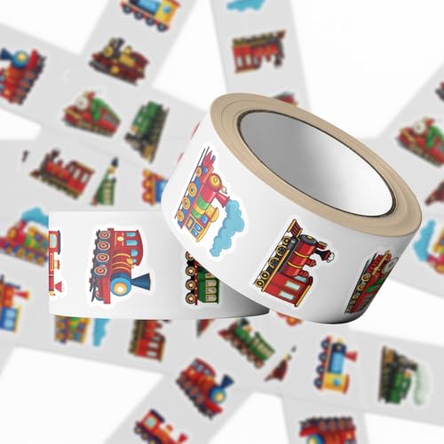 500Pcs Cartoon Train Stickers Roll Waterproof Cute Train Stickers for Water Bottles Laptop Scrapbook Kids Birthday Party School Reward Giveaways - color: Train