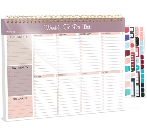 Thboxes Weekly To Do List Notepad, 8.5"x11" Desk Planner 52 Sheets, Lilac - color: Lilac