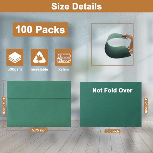 Silunkia 100 Packs 10 Assorted Colors Cards and Envelopes 4.25 x 5.5 - color: Multicolor, size: 4.25x5.5-100pcs