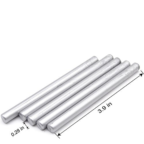Silver Wax Seal Sticks for Small Glue Gun, Homemade Wedding Invitation Wax Seals - Pack of 16 | Making wax seals for wedding invitation, thanks cards and envelopes, christmas gift wrapping, place card - color: Silver, size: Small