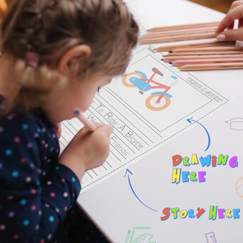 100 Sheets Handwriting Paper for Kid 8.5"x11" Primary Writing Paper | Kindergarten Write Story Bulk, Picture Space and Lines, DIY Craft Writing Kit, Kids Journal Activity, Back to School Supplies