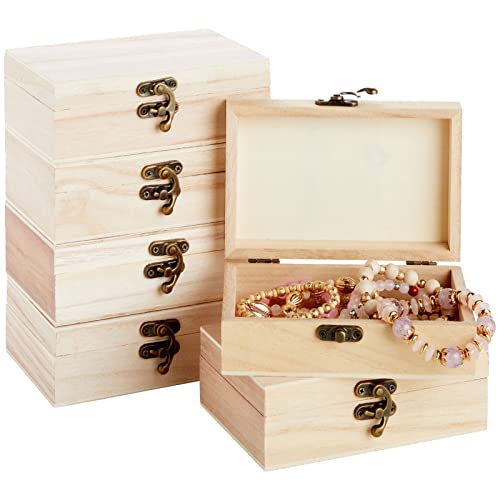 Juvale Wood Boxes for Crafts - 5.9 x 3.9 x 1.97 In, 6-Pack Brown Paulownia Wood - Paintable & Engravable Boxes to Decorate & Jewelry Storage - size: 5.9 Inch x 3.9 Inch x 1.97 Inch