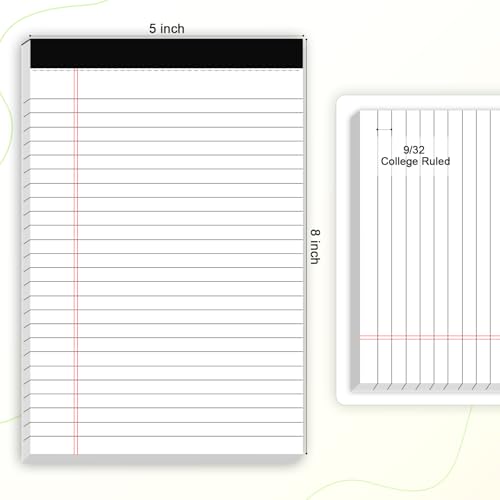AILZFEI 12pcs Small Note Pad 5x8 College Ruled White Legal Pads Paper Notepads 12 Pack Study Back Writing Pads 5 x 8 Legal Pads Perforated Narrow Ruled Pads of Paper White - color: White 12