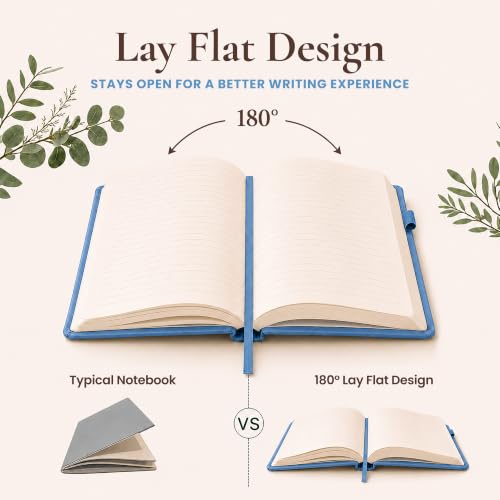 Lined Journal Notebook Hardcover Leather Bound 200 Pages A5 Blue Cute Diary - color: Blue, size: A5 200 Pages