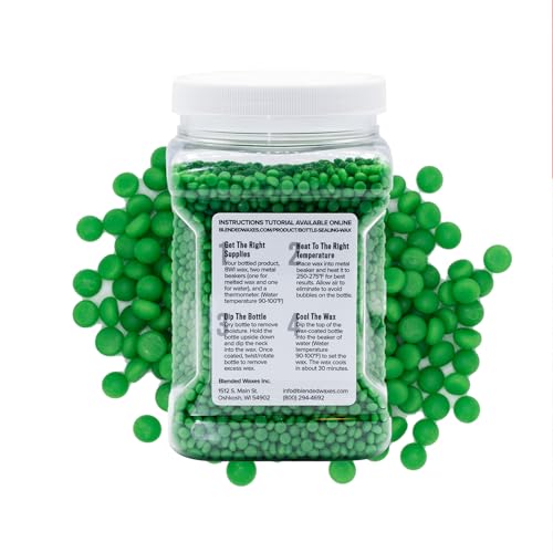 Blended Waxes, Inc. Bottle Sealing Wax, Pastille Wax Seal Beads For Wine, Beer, and Liquor Bottle Sealing, Seals Between 25-30 Bottles, 1 lb, Emerald Green - color: Emerald Green