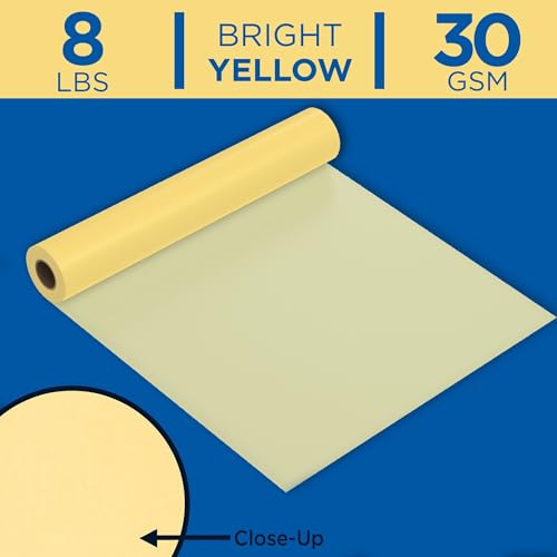 ALVIN 55Y-G Lightweight Tracing Paper Roll, Yellow, Suitable with Ink, Charcoal, Felt Tip Pen, for Sketching or Detailing - 12 inches x 50 Yards, 1-inch Core - color: Yellow - 50 Yards, size: 12"