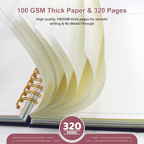 Hardcover Spiral Notebook Journal with Removable Dividers Tabs - color: Pink, size: 6.2"x8.2"