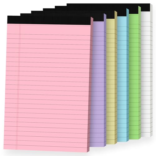6 Pack Notepads 5x8, Color, Small Legal Pads, Perforated Notebook - color: Multi-color-6