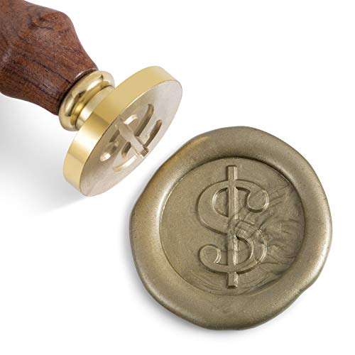 Mceal Wax Seal Stamp, Brass Head with Rosewood Handle, 1.2"(30mm) Dia, (Dollar Sign)