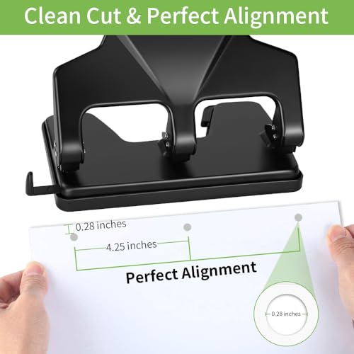AFMAT 3 Hole Punch Heavy Duty, 40-Sheet Three Hole Punch, 50% Reduced Effort, 3 Hole Puncher for Binder w/Large Chip Tray, 9/32" Holes Diameter, Metal Paper Puncher for Home/Office/School, HP14 - color: Black