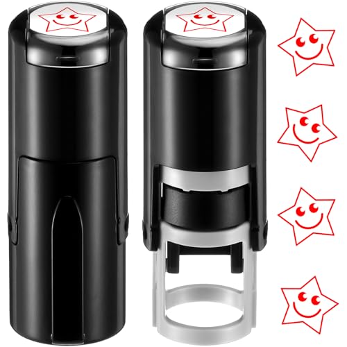 Supervitae 2 Pack Smile Star Print Stamps Red Ink Smile Star Stamper - color: Red, style: Smile Star