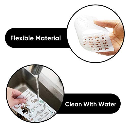 36 PCS Plastic Journal Stencils for Bullet Junk Journal Notebook Diary Drawing Scrapbook Journal Stencil Templates 4x7 Inch