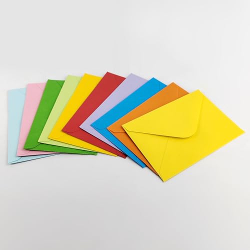 50 Pcs Gift Card Envelopes, Assorted Color Mini Envelopes with Gummed Closure for Business Cards Gift Cards Small Notes Cards (4 x 2.7 Inches) - color: 10 colors, size: 50 pcs