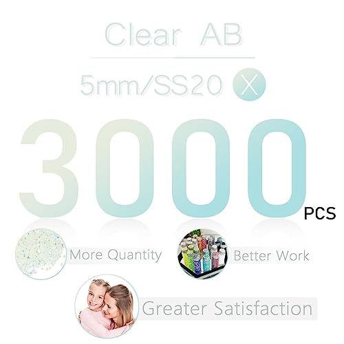 qiipii 3000PCS 5mm Transparent AB Resin Rhinestones for Crafting Clear White AB Flatback Jelly Rhinestones Bulk SS20 Non-Hotfix Stones Diamonds Crystals Gems for Mugs Tumblers Bottles DIY Crafts Decor - color: Transparent White Ab, size: 5mm Small Wholesa