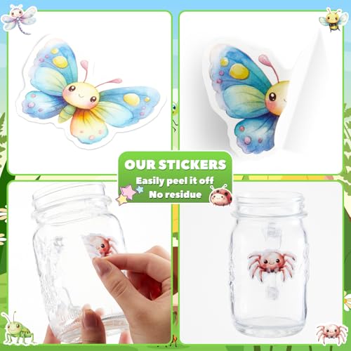 Qeeenar 500 Pcs Bug Stickers Roll, Cute Insect Reward Decals for Kids | Butterfly Bee Ladybug Dragonfly Designs, Spring Classroom Rewards Party Favors, Teacher Incentives Animals Theme - style: Insect