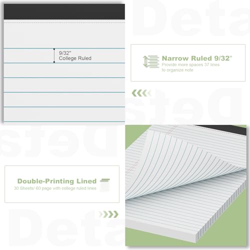 White Legal Pads 8.5 x 11 Narrow Ruled, 3 Pack Notepads Writing Note Pads - color: White-3