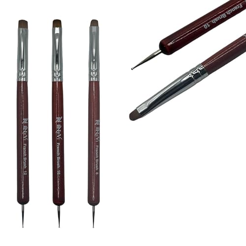 2-Piece Sable Brush Set: Professional Acrylic French Manicure Clean-up Brush and Bend Nail Dotting Pen | Essential Tools for Precision Nail Art and Clean Cuticles (#12) - size: #12