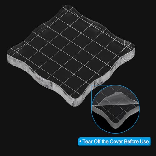 PATIKIL Acrylic Stamp Block, 5 Pack Stamping Block Square Shape with Grid Lines Decorative Mounting Blocks Set for Scrapbooking DIY Crafts Cards Making, 2.36" x 2.36" - size: 2.36" x 2.36"