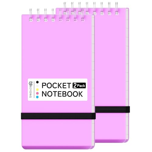 BEYONG Pocket Notebook, Small Mini Spiral Notepad 3x5 | Flex Fit. Quick Notes. - color: Purple