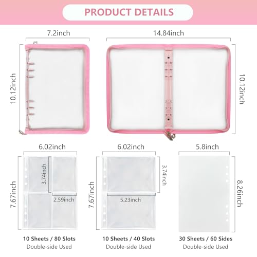 Reusable Sticker Storage Organizer Binder Collecting Book A5, Pink - color: Pink